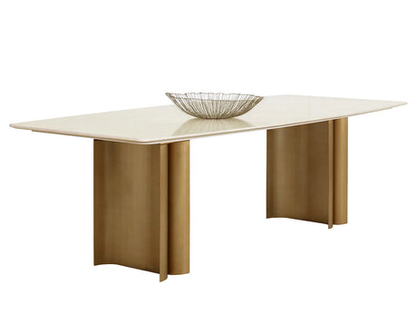 Astara 94.5-Inch Cream Marble & Antique Brass Dining Table | Sunpan - sold by Home Elegance USA