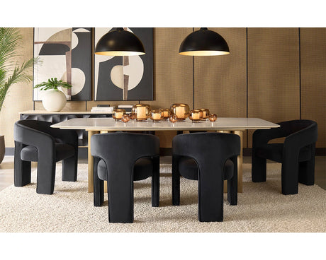 Astara 94.5-Inch Cream Marble & Antique Brass Dining Table | Sunpan - sold by Home Elegance USA