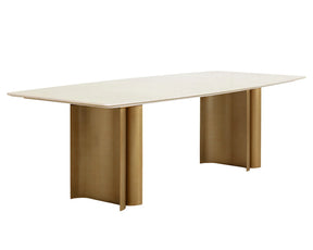Astara 94.5-Inch Cream Marble & Antique Brass Dining Table | Sunpan - sold by Home Elegance USA
