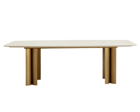 Astara 94.5-Inch Cream Marble & Antique Brass Dining Table | Sunpan - sold by Home Elegance USA