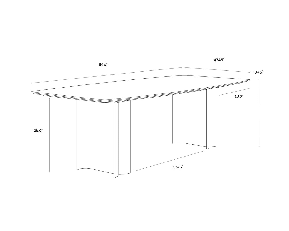 Mesa de comedor Astara de 94,5 pulgadas en mármol crema y latón antiguo | Sunpan
