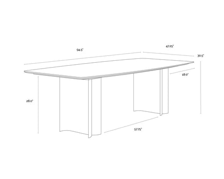 Astara 94.5-Inch Cream Marble & Antique Brass Dining Table | Sunpan - sold by Home Elegance USA