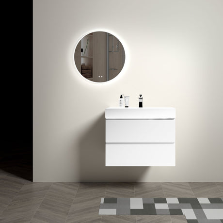 Alice 30" White Bathroom Vanity with Sink, Large Storage Wall Mounted Floating Bathroom Vanity for Modern Bathroom, One - Piece White Sink Basin without Drain and Faucet - W1865S00002 - Home Elegance USA - 1