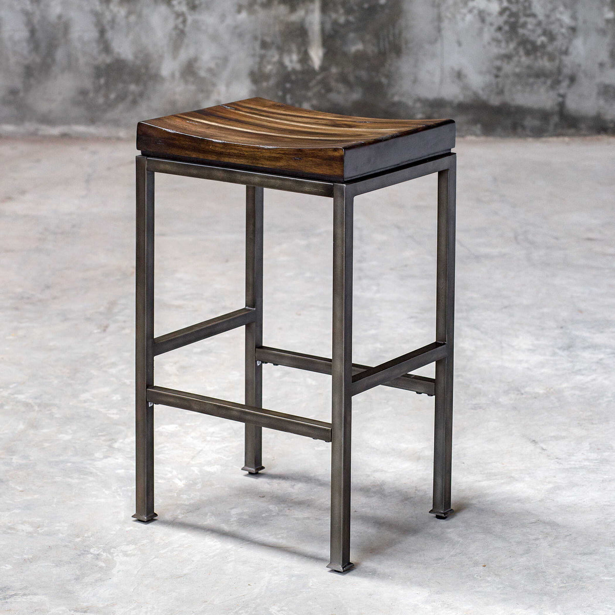 Beck Industrial Bar Stool Dark Brown & Black - Dark Brown / Black by Uttermost - View 5