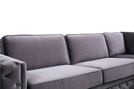 Divani Casa Jean Modern Grey Velvet Sectional Sofa Vg2T1125 - Gry - VG2T1125 - GRY - Home Elegance USA - 2