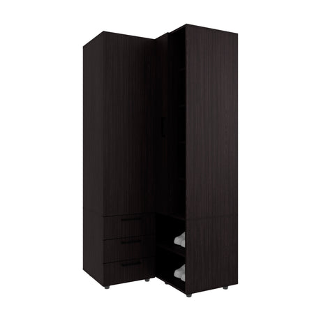 Armoire 70.9' H, 1 Door, 3 Drawers, 7 Shelves, 10 Legs, Black Wengue - Bedroom - sold by Home Elegance USA