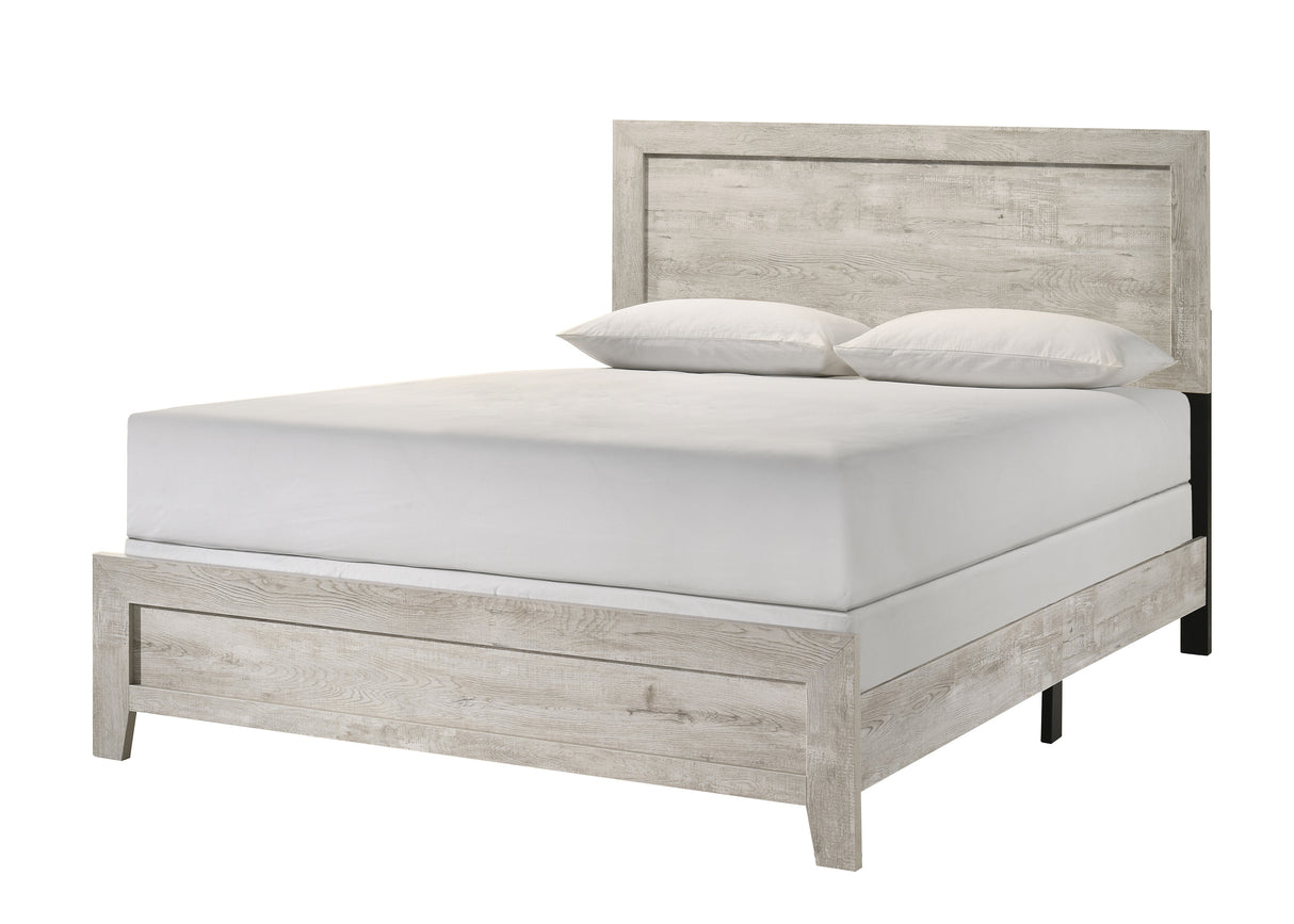 Whitewashed Wood Finish 1pc King Size Panel Bed Beautiful Wooden Bedroom Furniture Contemporary Style