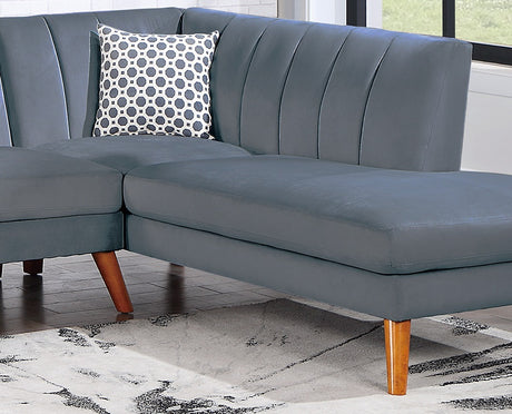 Contemporary 2-Pcs Sectional Set Living Room Furniture Dark Gray Velvet Couch Left Facing Sofa, Right Facing Chaise Plush Cushion - sold by Home Elegance USA