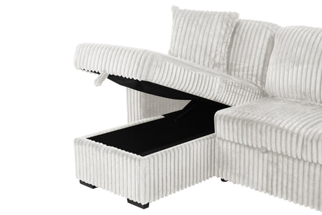 Plush Sectional Sofa W/ Pull Out Sleeper made with Velvet fabric- Cream (CA Warehouse inventory) - sold by Home Elegance USA