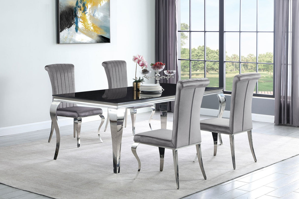 Carone 5 - piece 81" Rectangular Dining Set Grey and Chrome | Coaster | Home Elegance USA