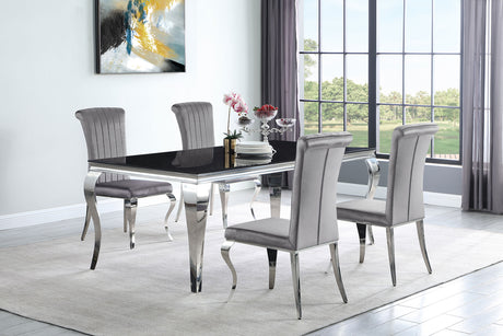 Carone 5-piece 81" Rectangular Black Glass Dining Set Grey - Home Elegance USA
