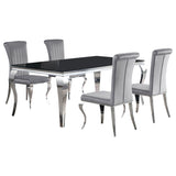 Carone 5-piece 81" Rectangular Black Glass Dining Set Grey - Home Elegance USA