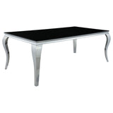 Carone 5-piece 81" Rectangular Black Glass Dining Set Grey - Home Elegance USA