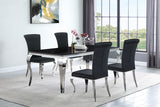 Carone 5-piece 81" Rectangular Black Glass Dining Set Black - Home Elegance USA