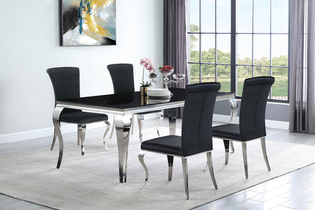 Carone 5-piece 81" Rectangular Black Glass Dining Set Black - Home Elegance USA