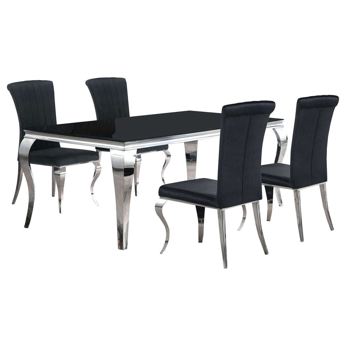 Carone 5-piece 81" Rectangular Black Glass Dining Set Black - Home Elegance USA
