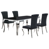 Carone 5-piece 81" Rectangular Black Glass Dining Set Black - Home Elegance USA