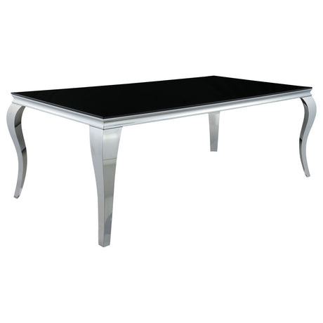 Carone Rectangular Glass Top Dining Table Black and Chrome | Coaster - 115071 - Home Elegance USA - 1