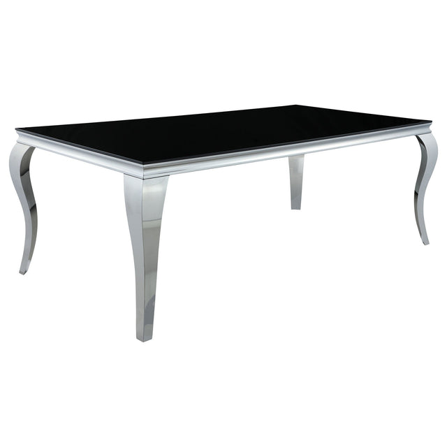 Carone Rectangular Glass Top Dining Table Black and Chrome | Coaster | Home Elegance USA