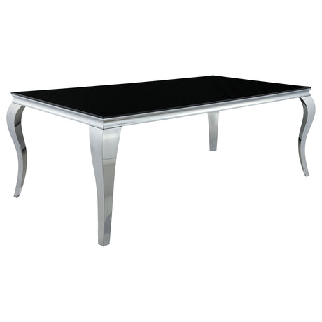 Dining Table - Carone Rectangular Glass Top Dining Table Black and Chrome