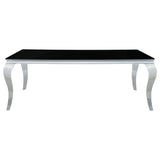 Carone Rectangular Glass Top Dining Table Black and Chrome | Coaster | Home Elegance USA