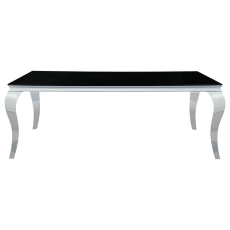 Dining Table - Carone Rectangular Glass Top Dining Table Black and Chrome