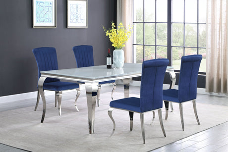 Carone 5 - piece 81" Rectangular Dining Set Ink Blue and Chrome | Coaster | Home Elegance USA