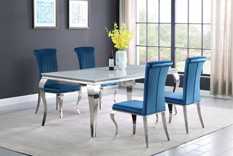 Carone 5 - piece 81" Rectangular Dining Set Teal and Chrome | Coaster | Home Elegance USA