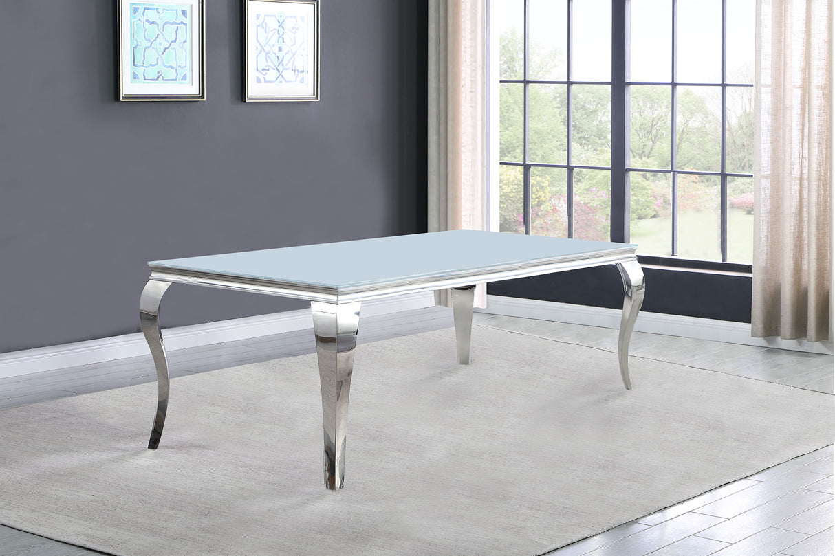 Carone Rectangular 81-inch Glass Top Dining Table White - Home Elegance USA