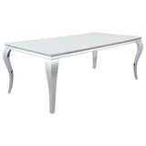 Carone Rectangular 81-inch Glass Top Dining Table White - Home Elegance USA