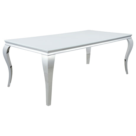 Carone Rectangular 81-inch Glass Top Dining Table White - Home Elegance USA