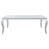 Carone Rectangular 81-inch Glass Top Dining Table White - Home Elegance USA