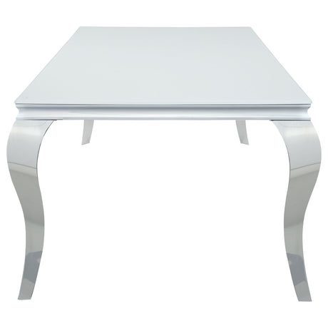 Carone Rectangular 81-inch Glass Top Dining Table White - Home Elegance USA