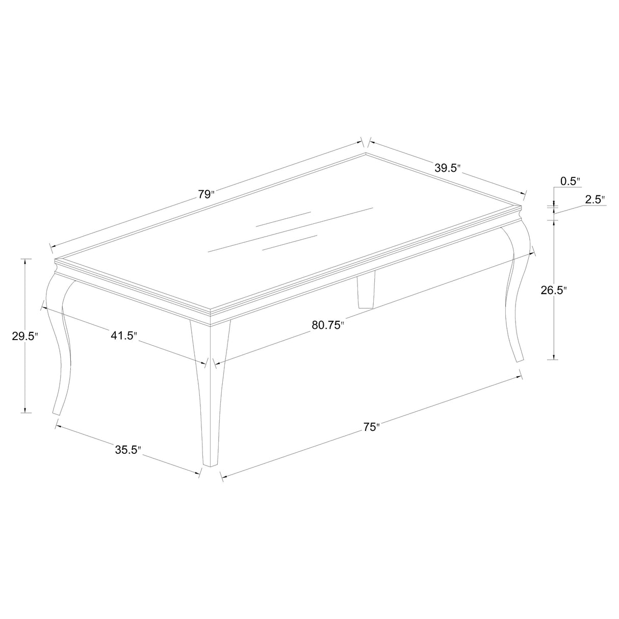 Carone Rectangular 81-inch Glass Top Dining Table White - Home Elegance USA