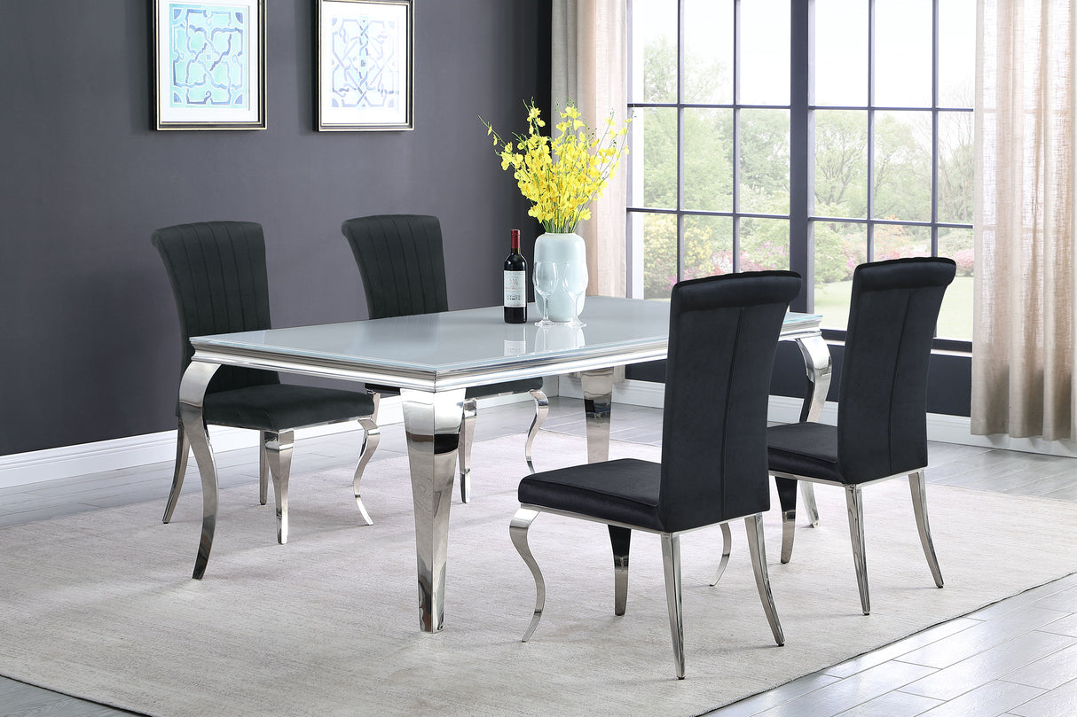 Carone Rectangular 81-inch Glass Top Dining Table White - Home Elegance USA