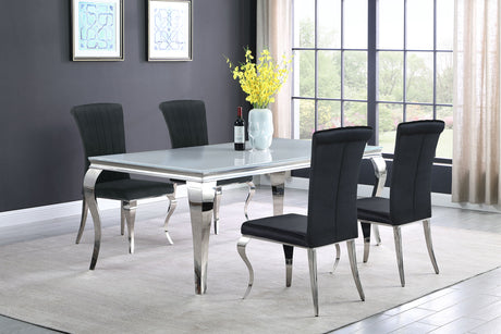 Carone Rectangular 81-inch Glass Top Dining Table White - Home Elegance USA