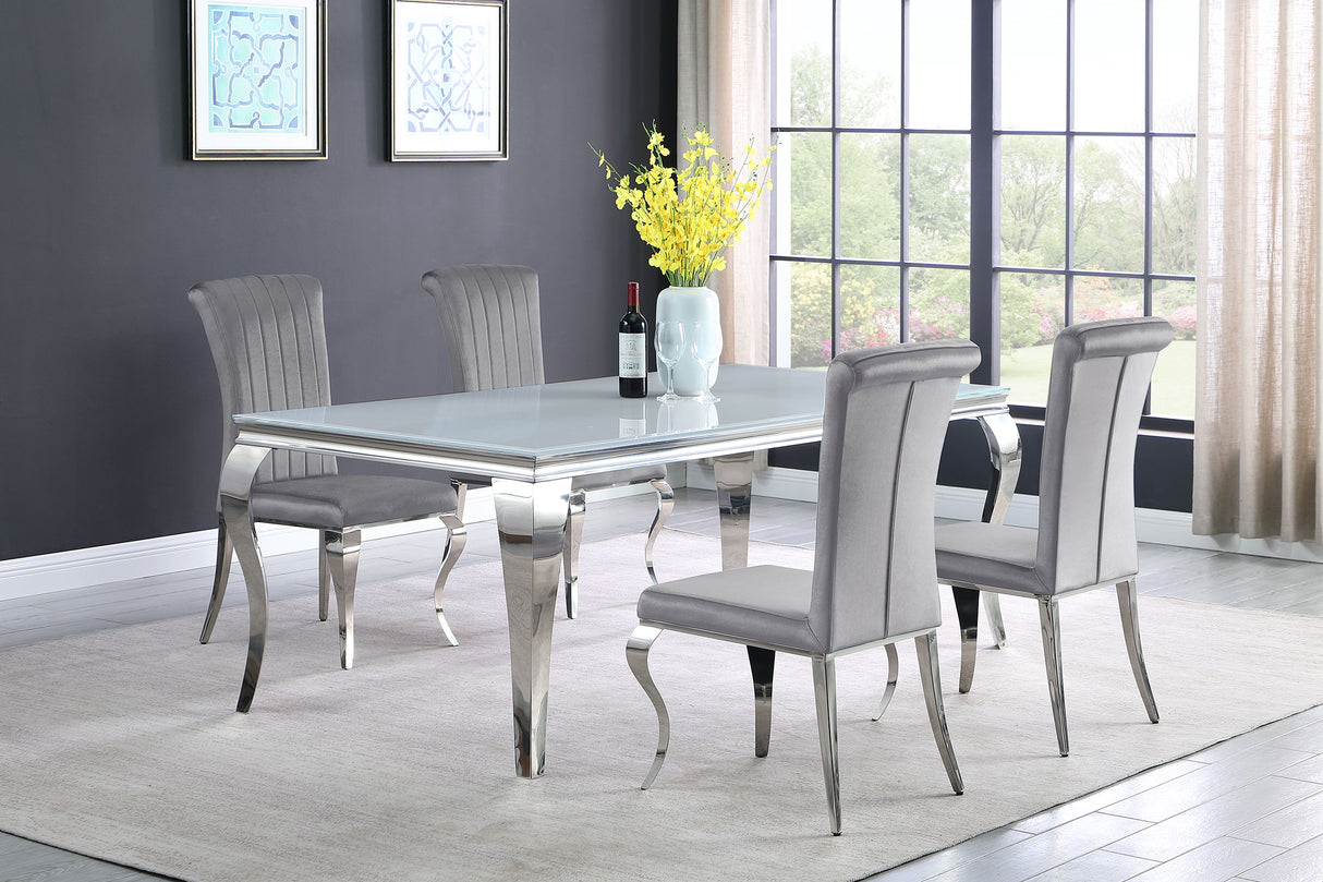 Carone Rectangular 81-inch Glass Top Dining Table White - Home Elegance USA