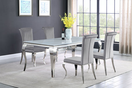 Carone Rectangular 81-inch Glass Top Dining Table White - Home Elegance USA