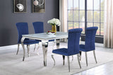 Carone 5 - piece 61" Rectangular Dining Set Ink Blue and Chrome | Coaster | Home Elegance USA