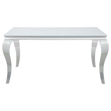 Carone Rectangular 61-inch Glass Top Dining Table White - Home Elegance USA