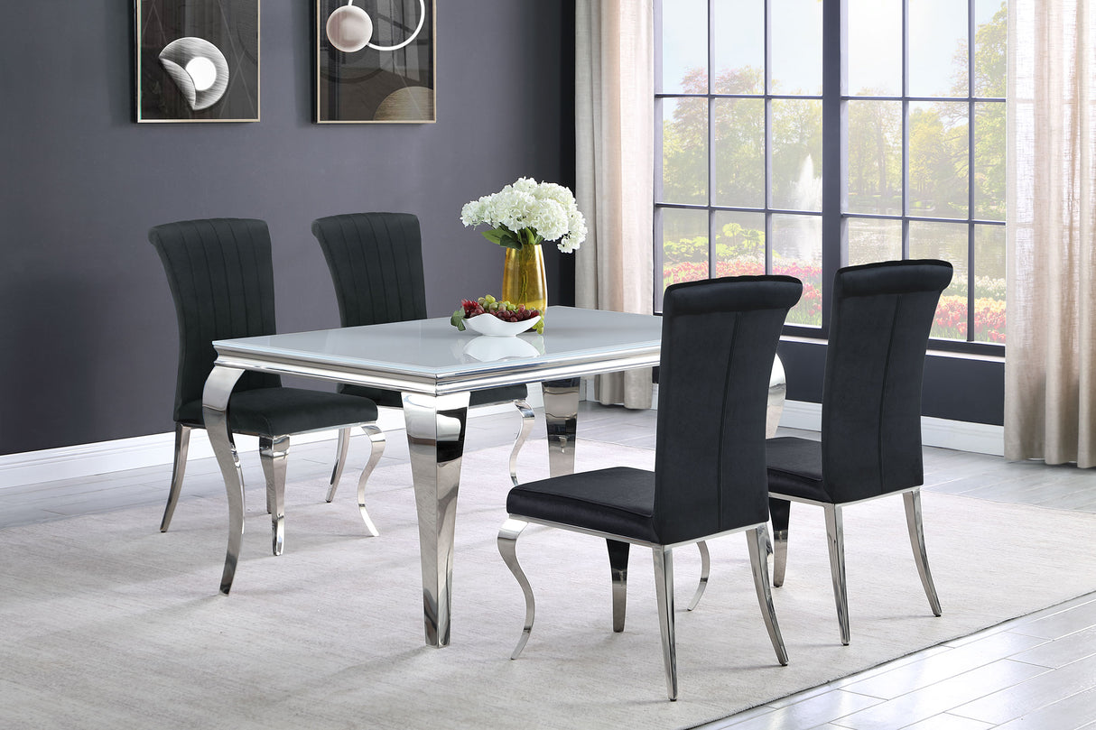 Carone Rectangular 61-inch Glass Top Dining Table White - Home Elegance USA