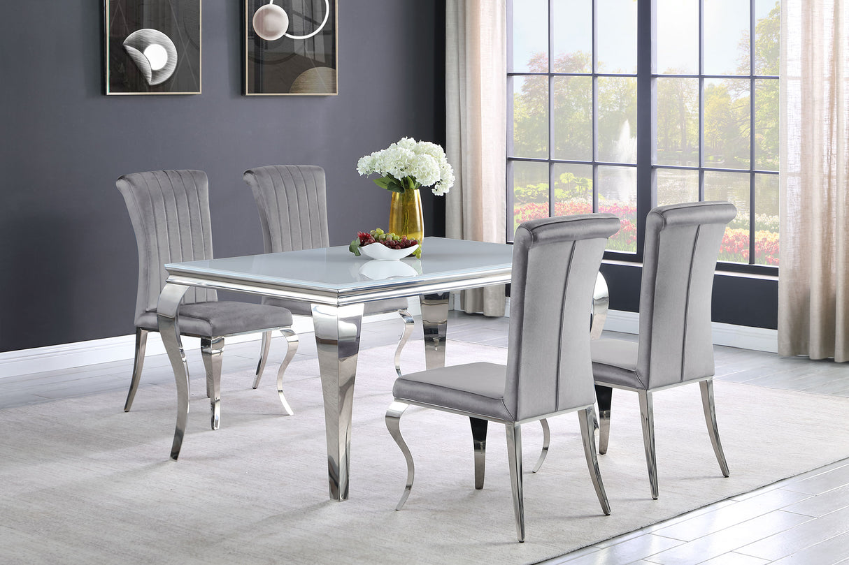 Carone Rectangular 61-inch Glass Top Dining Table White - Home Elegance USA