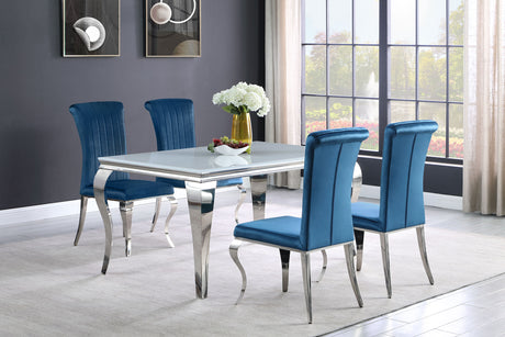 Carone Rectangular 61-inch Glass Top Dining Table White - Home Elegance USA