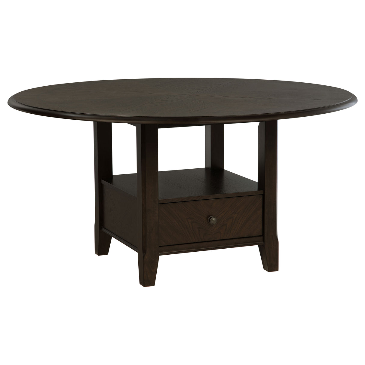 Twyla 60-inch Round Dining Table with Drawer Dark Cocoa - Home Elegance USA