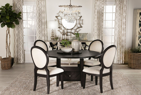 Twyla 5 - piece Round Dining Set Dark Cocoa and Cream | Coaster | Home Elegance USA