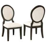 Side Chair - Twyla Upholstered Oval Back Dining Side Chairs Cream and Dark Cocoa (Set of 2)