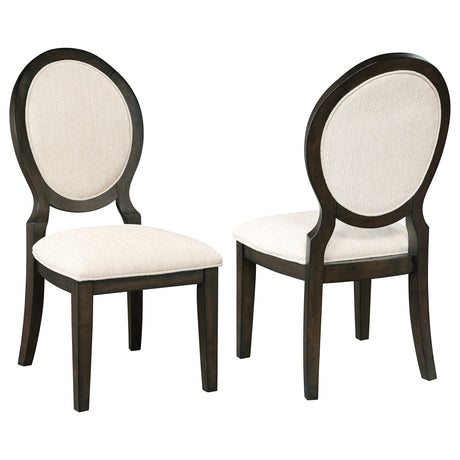 Side Chair - Twyla Upholstered Oval Back Dining Side Chairs Cream and Dark Cocoa (Set of 2)