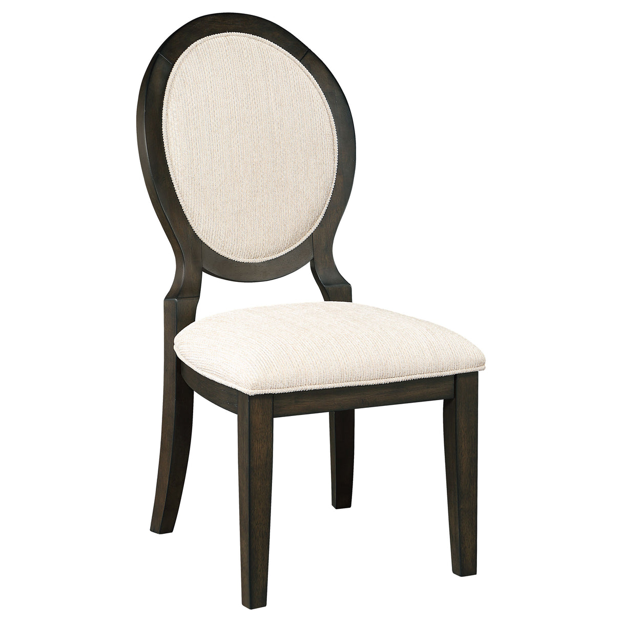 Side Chair - Twyla Upholstered Oval Back Dining Side Chairs Cream and Dark Cocoa (Set of 2)