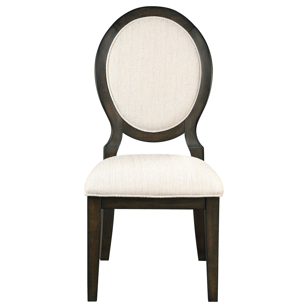 Side Chair - Twyla Upholstered Oval Back Dining Side Chairs Cream and Dark Cocoa (Set of 2)