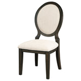 Side Chair - Twyla Upholstered Oval Back Dining Side Chairs Cream and Dark Cocoa (Set of 2)